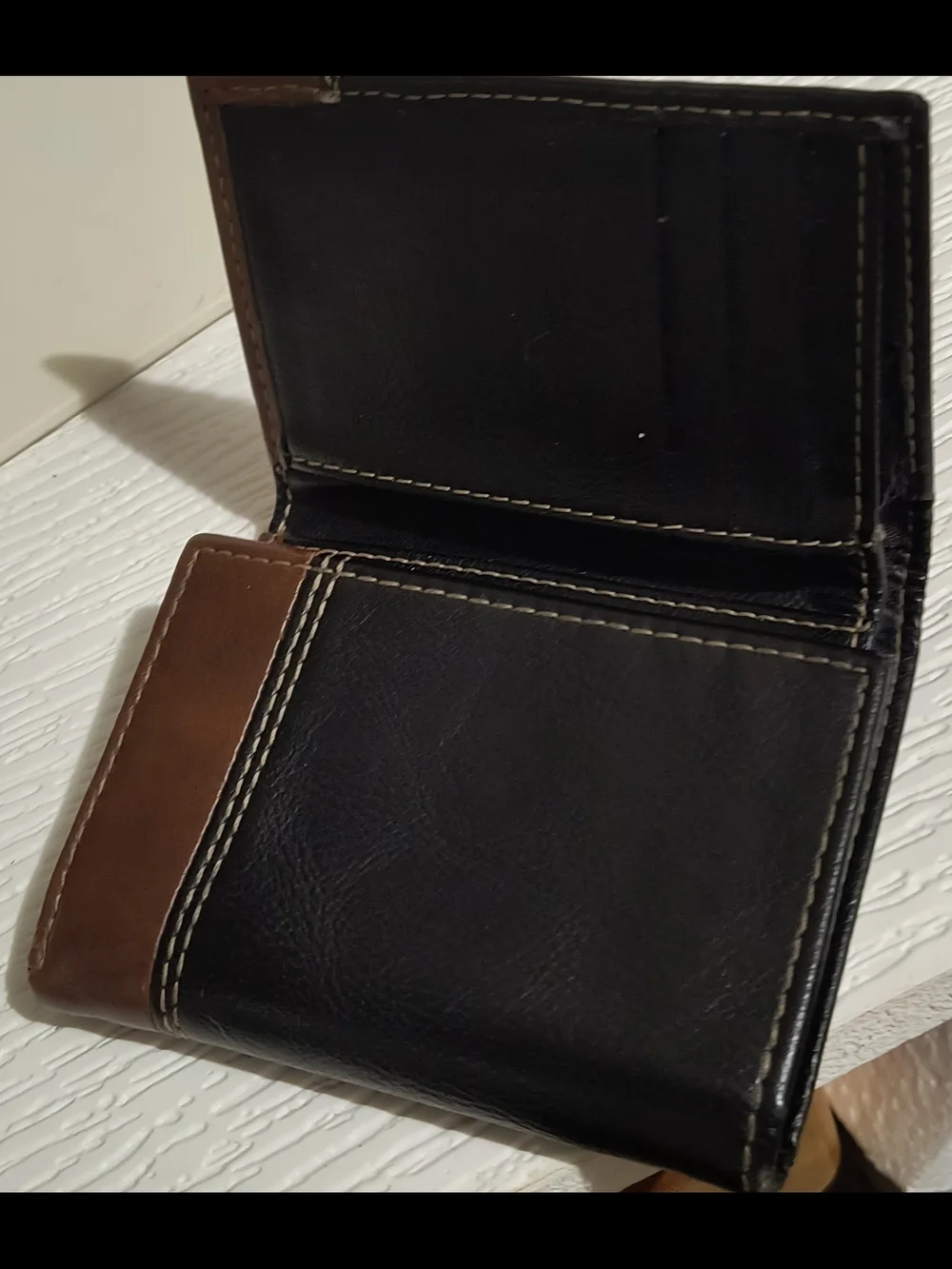 Columbia Black and Brown Leather Bifold Wallet
